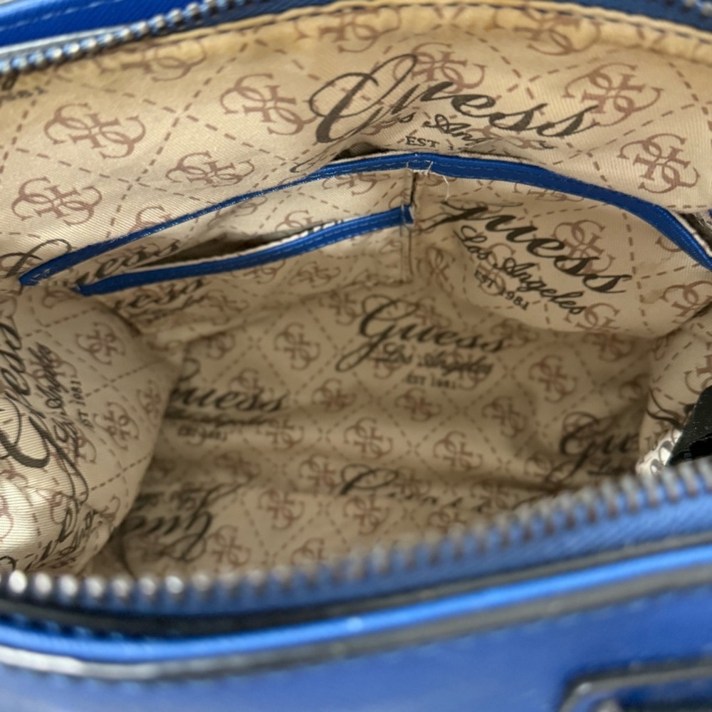 GUESS Hailey Small Satchel in the Indigo Multi Colorway Rocker Glam Modern Edgy - Picture 5 of 9